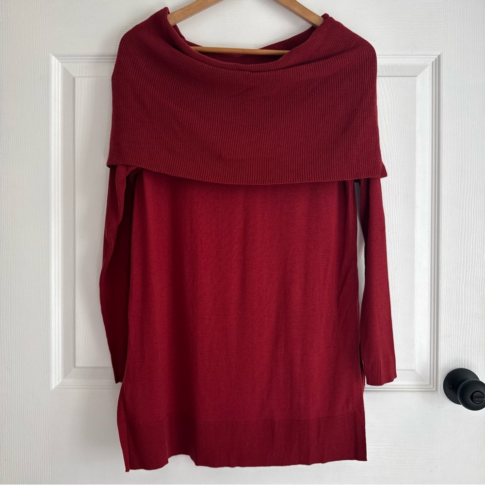 Caslon Red Off-Shoulder 3-in-1 Sweater Tunic Top Small NWT